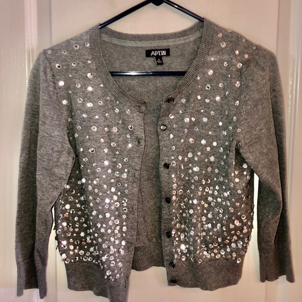 Apt. 9 Grey/Silver Sequin Cardigan